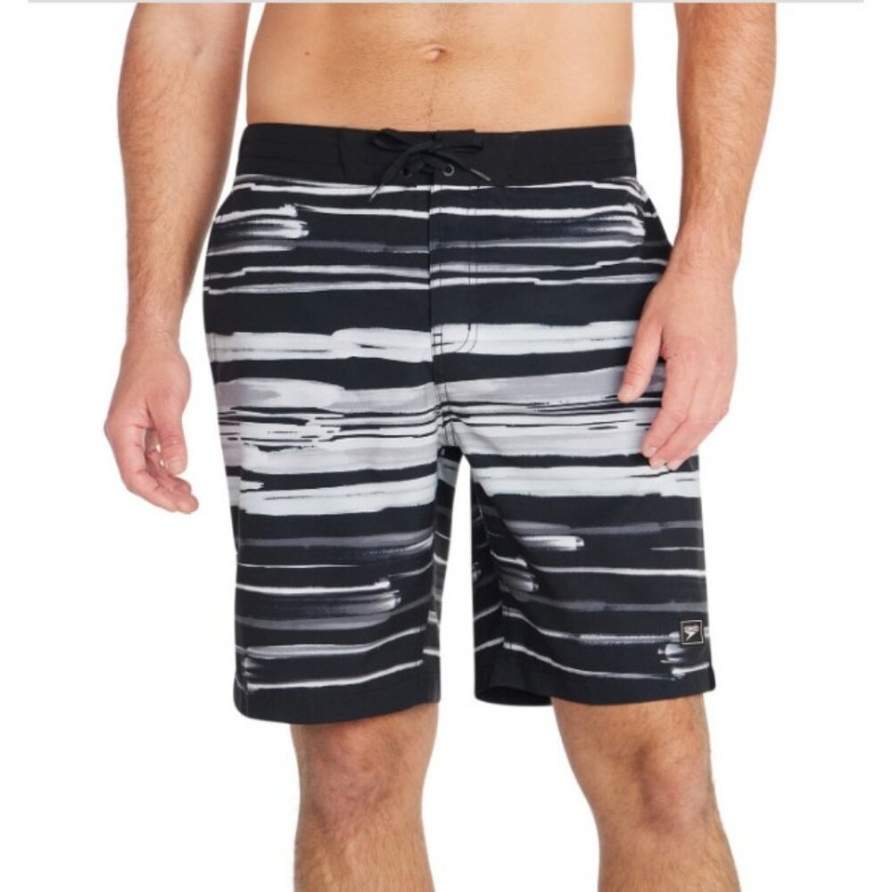 Speedo Men's Bondi Basin Printed Stripe Board Shorts - Anthracite Size XXL